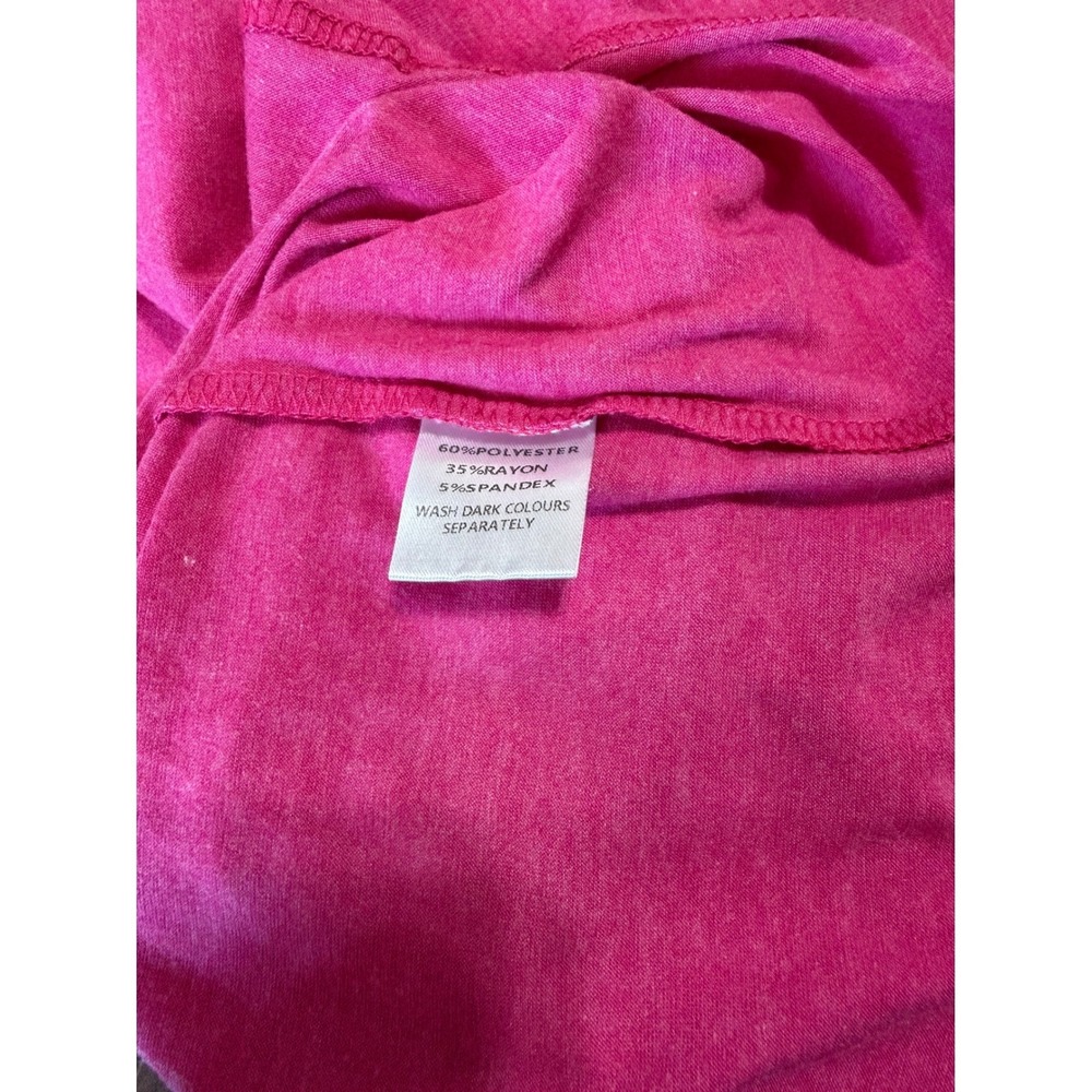 Pink Square Neck Puff Sleeve Top Heathered Pleated Short Sleeve Blouse Large - Picture 4 of 8